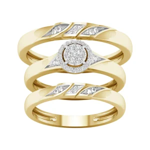 10K Yellow Gold 0.07 CT Round Diamond Trio Set