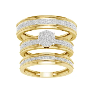 10K Yellow Gold 0.60 CT Pavé Diamond Layered Trio Set