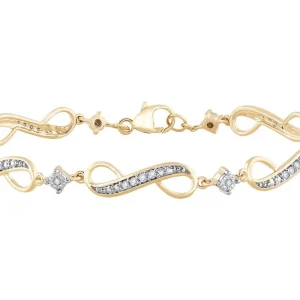 Infinity Loop Diamond Bracelet - 10K Yellow Gold 0.25 CT Diamonds