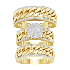 10K Yellow Gold 0.60 CT Diamond Braided Trio Set