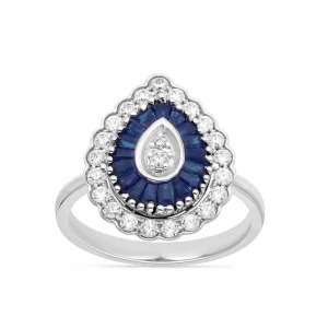 14K 0.35CT Diamond Sapphire Ring