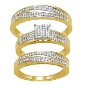 10K Yellow Gold 0.50 CT Rectangular Diamond Trio Set