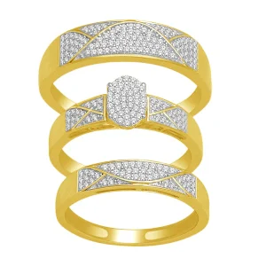 10K Yellow Gold 0.50 CT Diamond Geometric Trio Set
