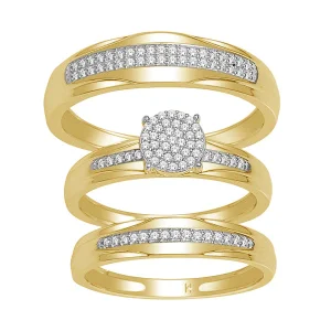 10K Yellow Gold 0.33 CT Round Diamond Trio Set