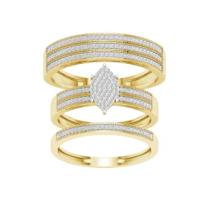 10K Yellow Gold 0.50 CT Diamond Marquise Trio Set