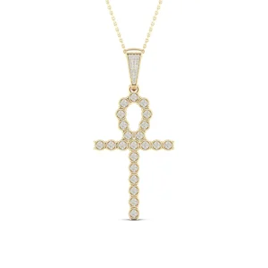 Religious 10K Yellow Gold 0.38CT Diamond Pendant