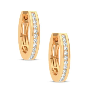 Gold Hoop Earrings In 14K Yellow Gold 0.10CT Diamond