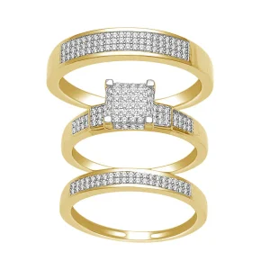 10K Yellow Gold 0.50 CT Princess Cut Diamond Trio Set