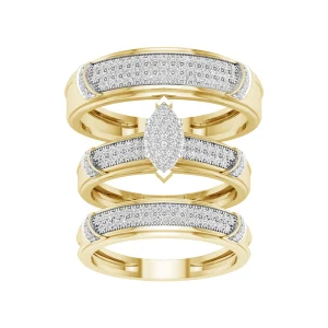 10K Yellow Gold 0.50 CT Marquise Diamond Trio Set