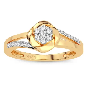 Women's 14K Yellow Gold 0.16CT Fashion Diamond Ring