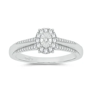 Luminous Radiance - 10K White Gold 0.15 CT Diamond Halo Ring