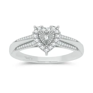 Heart's Whisper - 10K White Gold 0.15 CTW Diamond Ring