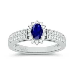 Sapphire Starlight: 14K White Gold 0.25ct Diamond and Sapphire Ring