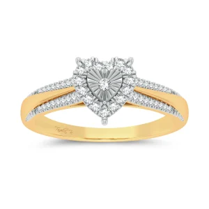 Heart's Whisper - 10K Yellow Gold 0.15 CTW Diamond Ring