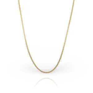 14K Solid Yellow Gold Micro Cuban Link Chain Necklace From 1 mm to 2.5 mm