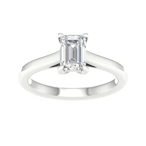 Elegant Emerald Cut: 14K White Gold 1.00CT Emerald-Cut Lab Grown Diamond Ring