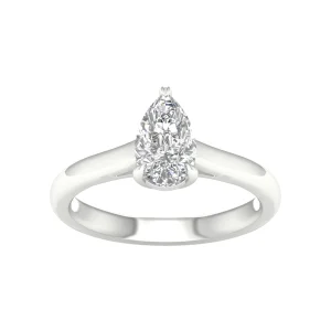 Luminous Pear Elegance: 14K White Gold 1.00CT Lab Grown Diamond Ring