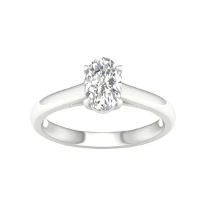 14K White Gold 1.00CT Oval Lab Grown Diamond Ring