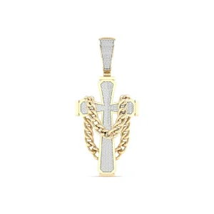 Radiant 10K Yellow Gold 0.43CT Diamond Cross Pendant