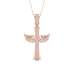 Celestial 10K Rose Gold 0.43CT Diamond Angelic Cross Pendant