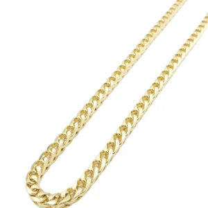 14K Solid Yellow Gold Franco Link Chain