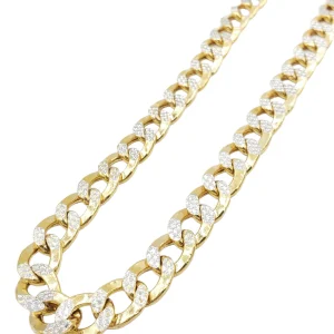 10K Hollow Gold Cuban American Link Diamond-Cut Chain