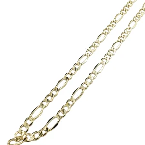 14K Hollow Yellow Gold Figaro Link Chain