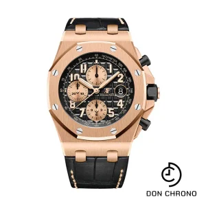 Audemars Piguet Royal Oak Offshore Selfwinding Chronograph Watch - 42mm - Pink Gold - Black Dial - Black Alligator Strap - 26470OR.OO.A002CR.02