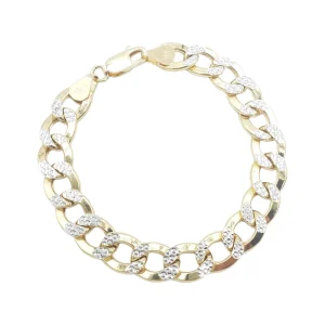 14K Hollow Yellow Gold Diamond Cut Cuban American Bracelet