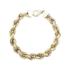 14K Hollow Yellow Gold Rope Link Bracelet