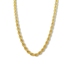 5 mm Rope Chain Necklace In 18K Yellow Semi-Hollow Gold