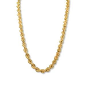 7 mm Rope Link Chain In 18K Yellow Semi Solid Gold