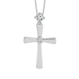 Diamond Cross Pendant 0.105 ct tw 10k White Gold