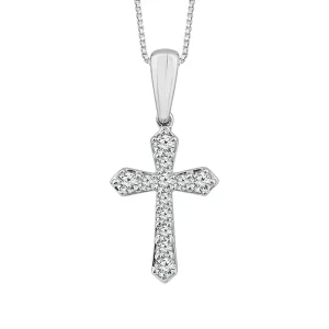 Diamond Cross Pendant 0.13 ct tw 10k White Gold