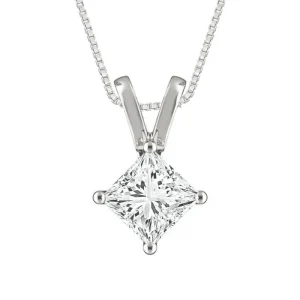 Diamond Solitaire Pendant 0.75 ct tw 14k White Gold
