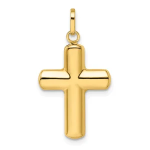 14k Polished Puffed Cross Pendant