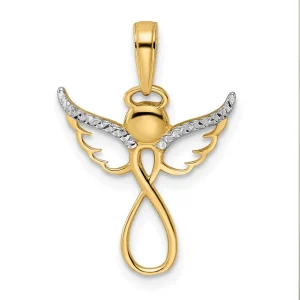 14K w/White Rhodium D/C Infinity Angel Pendant