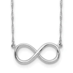 14K White Polished Infinity Necklace