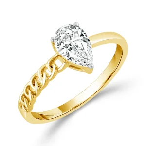 Diamond Bridal Ring 0.75 ct tw Center PE 14k Yellow Gold
