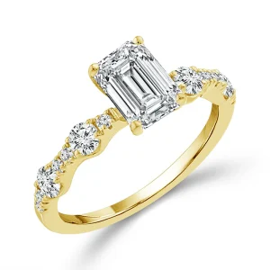 Diamond Bridal Ring 1 1/2 ct tw Center EM 14k Yellow Gold