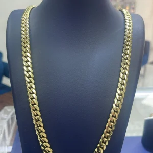 8 mm Cuban Link Chain In 14K Yellow Solid Gold, 20”