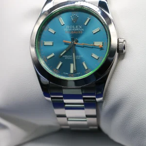 ROLEX MILGAUSS METALLIC BLUE FACE, ORANGE HANDS  ST STEEL 40MM - 116400