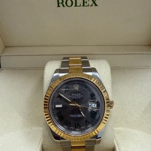 ROLEX DATEJUST TWO-TONE WIMBLEDON ROMAN DIAL 41MM - 116333