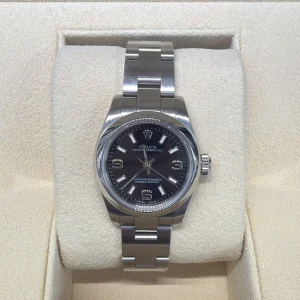 ROLEX OYSTER PERPETUAL S/STEL BLACK FACE  26MM - 176200