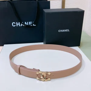 CHANEL BELT 3CM IN LIGHT PINK LAMBSKIN WITH CRYSTAL GOLD HARDWARE