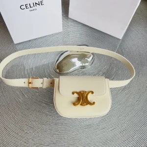 CL BELT BAG TRIOMPHE 25 MM BELT TRIOMPHE WHITE CALFSKIN GOLD HARDWARE