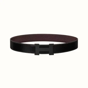 HM CONSTANCE BELT BUCKLE & REVERSIBLE CHOCOLATE BROWN AND BLACK LEATHER STRAP 38MM