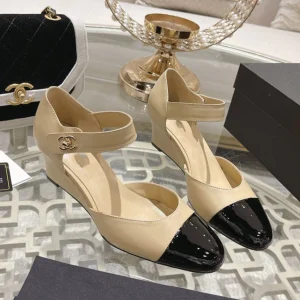 cc ballet 6cm beige black wedge heel