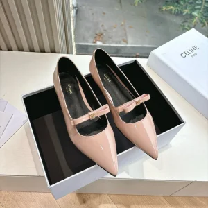 CELINE Ballet Flats Pink Patent Leather 285944
