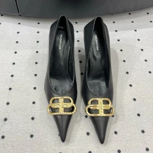 HEELED PUMPS 65 MM IN BLACK SMOOTH LAMBSKIN GOLD HARDWARE